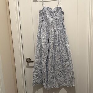 H&M Blue Floral Strapless Dress